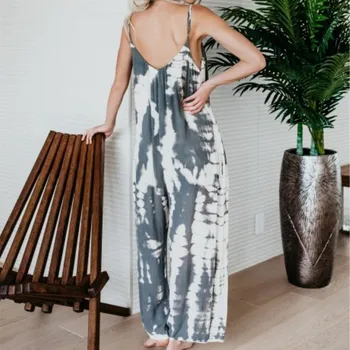 

2019 Wide Leg Print Jumpsuit Women Strapless Sleeveless Backless Sexy Jumpsuits Elegant Casual Loose Long Pants