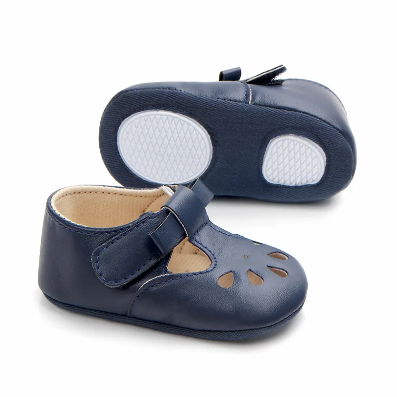 Черная кожаная детская обувь для девочек детская розовая Жесткая Резиновая подошва обувь для новорожденных девочек обувь для детей 0-18 месяцев