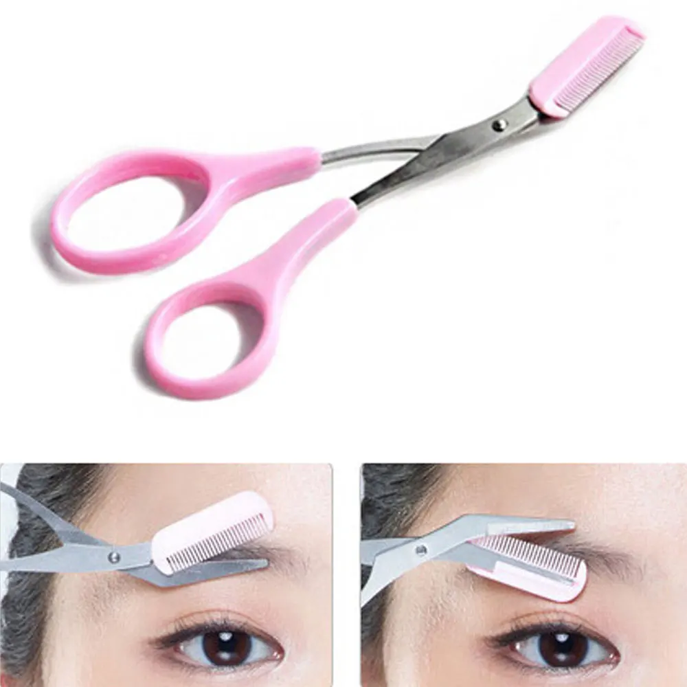 

1Pcs Professional Precision Trimmer Eyebrow Shear Scissors Hair Remover with Eyebrow Comb and Non Slip Finger Grips