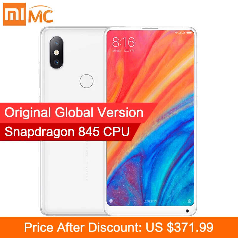 

Global Version Xiaomi Mi Mix 2S 6GB 128GB Mobile Phone Snapdragon 845 Face ID 5.99" Full Screen AI Dual Camera Wireless charging