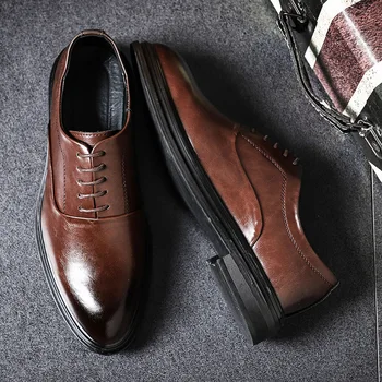 

2019 New Men's Oxfords Shoes Vintage Casual Soft Leather Shoes Luxury Designer Men Business Shoes Breathable Rubber Flats