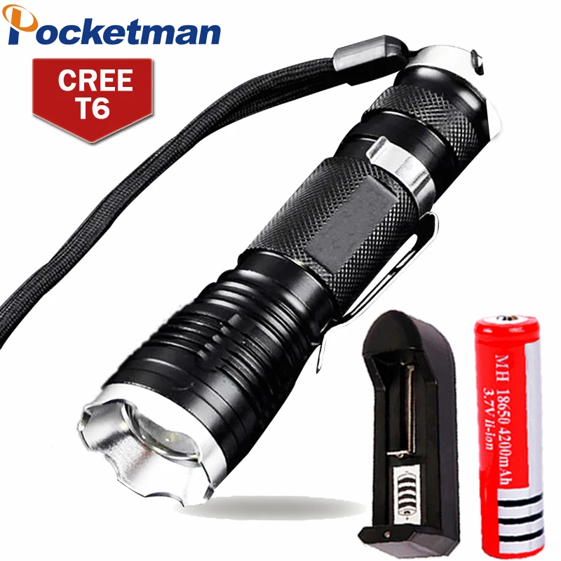 

LED Flashlight 3800 Lumen XML-T6 Laterna 5 Modes Zoomable Flashlight Belt Clip Tactical Flash Light Totch LED Torche Lampe