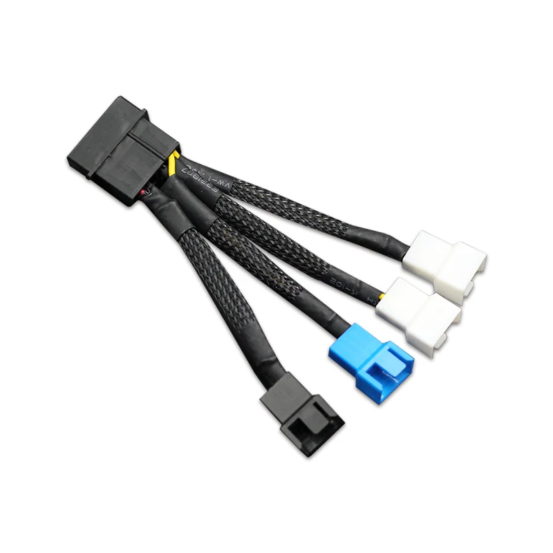 

2pcs Computer Cooling Fan Power Cables 4Pin Molex to 3Pin fan Power Cable Adapter Connector 12v*2/5v*1/7v*1 for CPU PC Case Fan