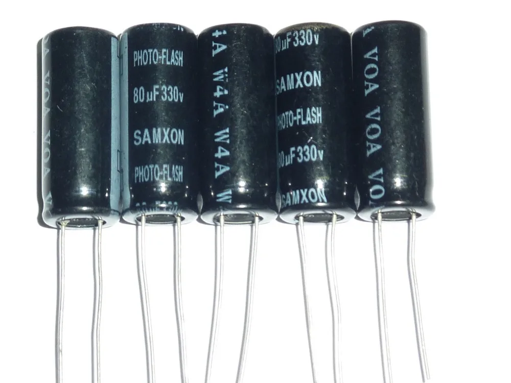 5pcs 80uF 330V SAMXON Photo Flash Capacitor 11x28mm 330V80uF PH ...