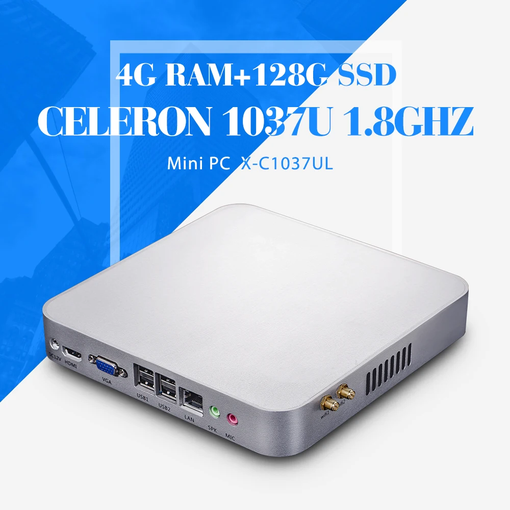 Ultra Low Power mini desktop computer mini computer C1037U 4g ram 128g ssd+wifi mini pc Industrial Mini PC