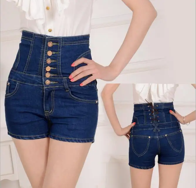 S-6XL летние новые Высокая Талия джинсовые шорты; деним Для женщин Однобортный Джинсы для женщин Шорты для женщин