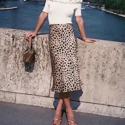Пикантные с леопардовым принтом юбка Для женщин летние Высокая талия юбка Уличная корейский модные миди юбки 2018 Ретро Mujer