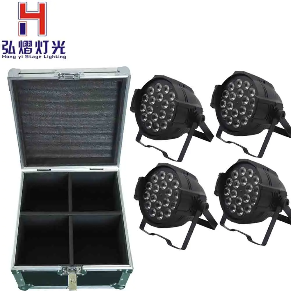 

Hongyi Stage Lighting Flight Case 4XLOT High Power LED par 18x12W perfect for event,disco,wedding & concert