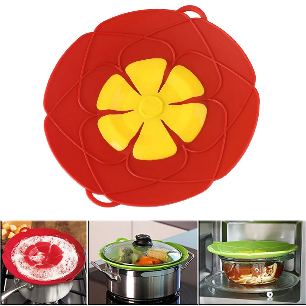 2016 Newest Arrival Kitchen Gadgets Silicone Lid Spill Stopper / Pot Cover 28cm Diameter Cooking Pot Lids Utensil Free Shipping