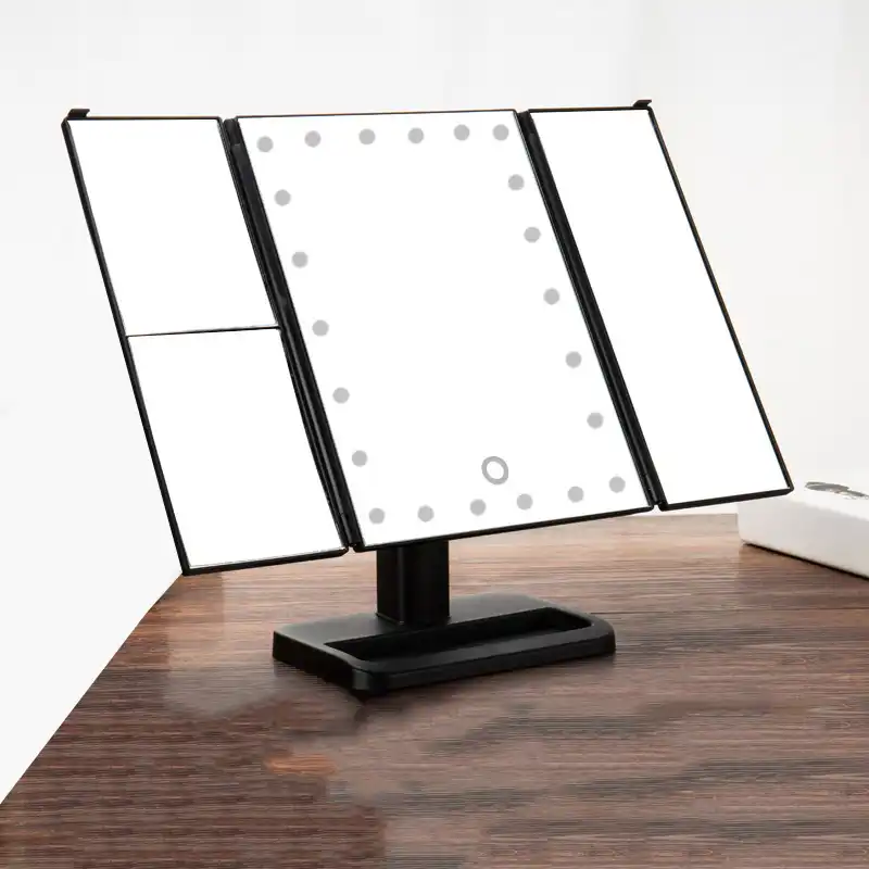 22 Led Makeup Mirror Three Folding Table Lamp Luminous Cosmetic
