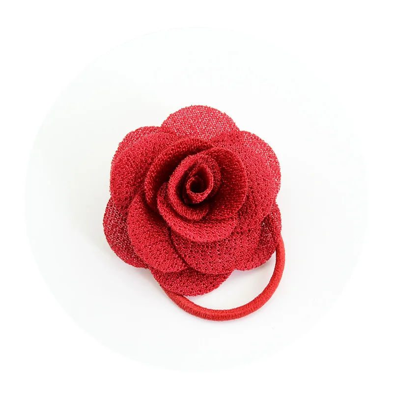 Многослойные трехмерные эластичные резинки для волос с цветком розы корейские милые детские резинки для волос ручной работы аксессуары для волос для девочек