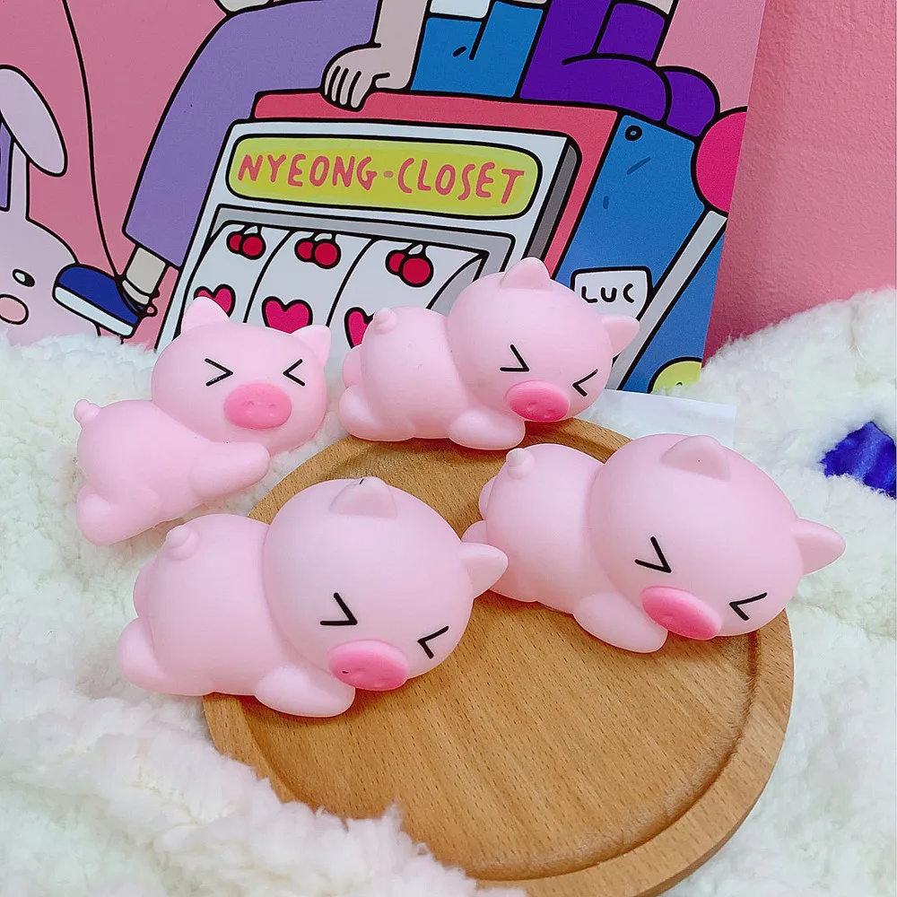 

5Pcs/set Mini Squishy Cute Pig Sheep Animal Squeeze Toys Soft Mochi Rising Stress Relief Funny Gift Toy Pink White