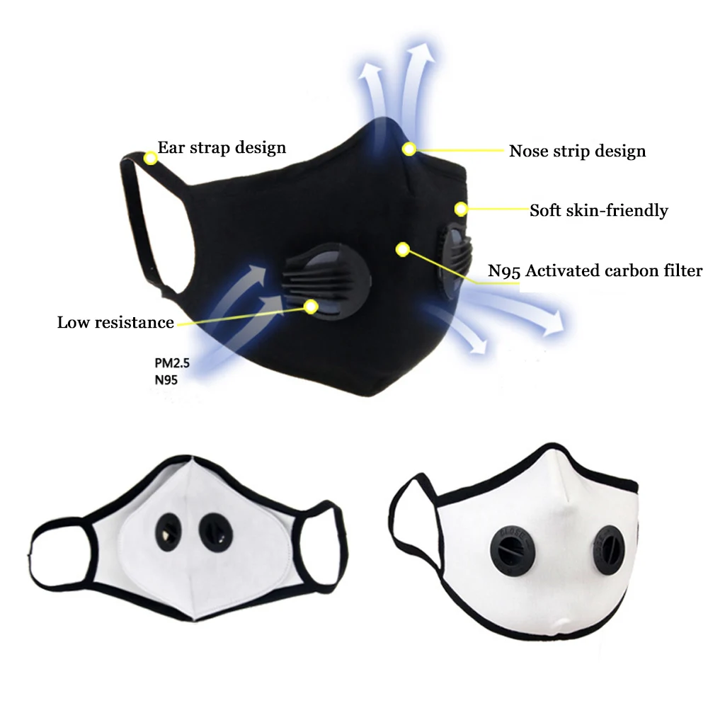 1 предмет; Модный комплект Красочные дыхательный клапан PM2.5 рот маска Анти-пыль против загрязнений тканевый фильтр респиратора с