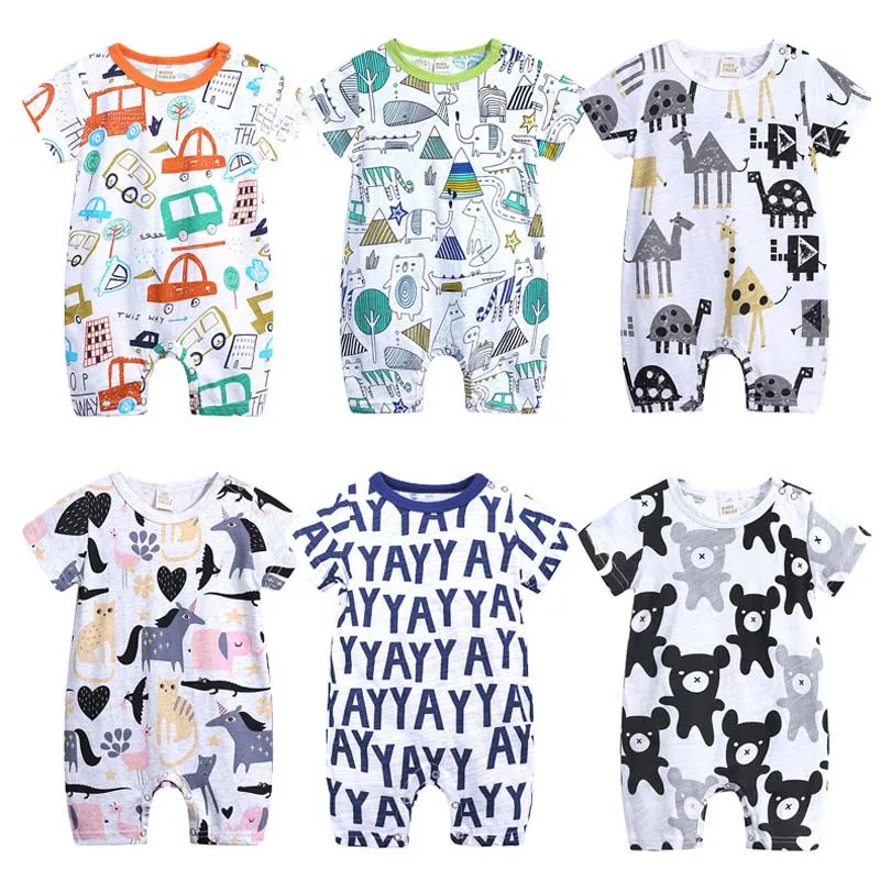 Baby Onesies Summer Cotton Romper Boys Girls 0-24 Months Kids Clothes Cartoon Short Sleeve Jumpsuit Outfits