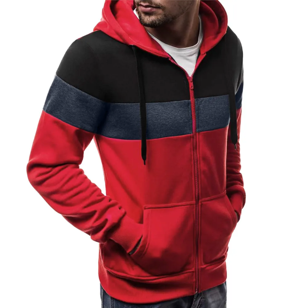 Men‘s Long Sleeve Hoodies Sweatshirt Autumn Winter Patchwork Zipper Tracksuits Streetwear Sweatshirt Hoodies Poleron Hombre