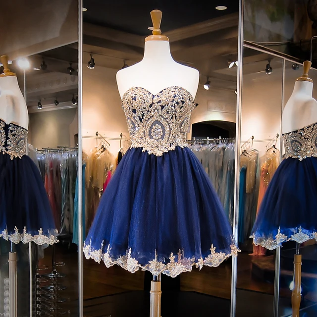 blue and gold cocktail dress