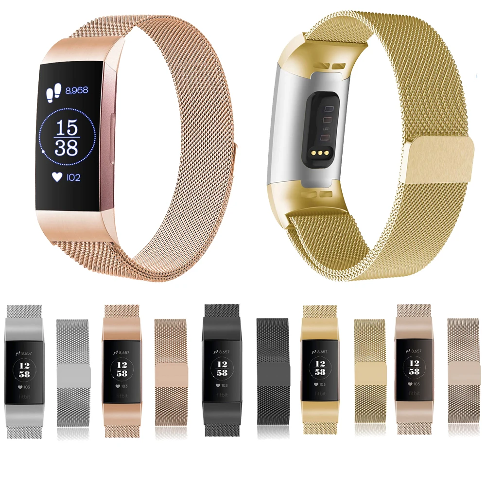 

Magnetic Metal Milanese Loop Band For Fitbit Charge3 Strap Band Replacement For Fitbit Charge 3 Bracelet Small Large Size