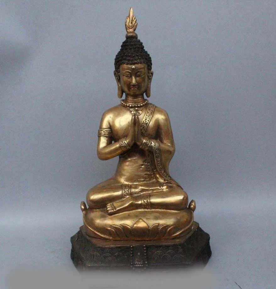 

16" Tibet Tibetan Buddhism Bronze Seat Thailand Ayutthaya Maitreya Buddha Statue