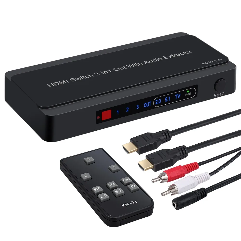 Esynic 4K 3x1 HDMI переключатель с аудио преобразователь Оптический Toslink SPDIF RCA L/R аудио выход Поддержка 4K 3D 1080P PIP
