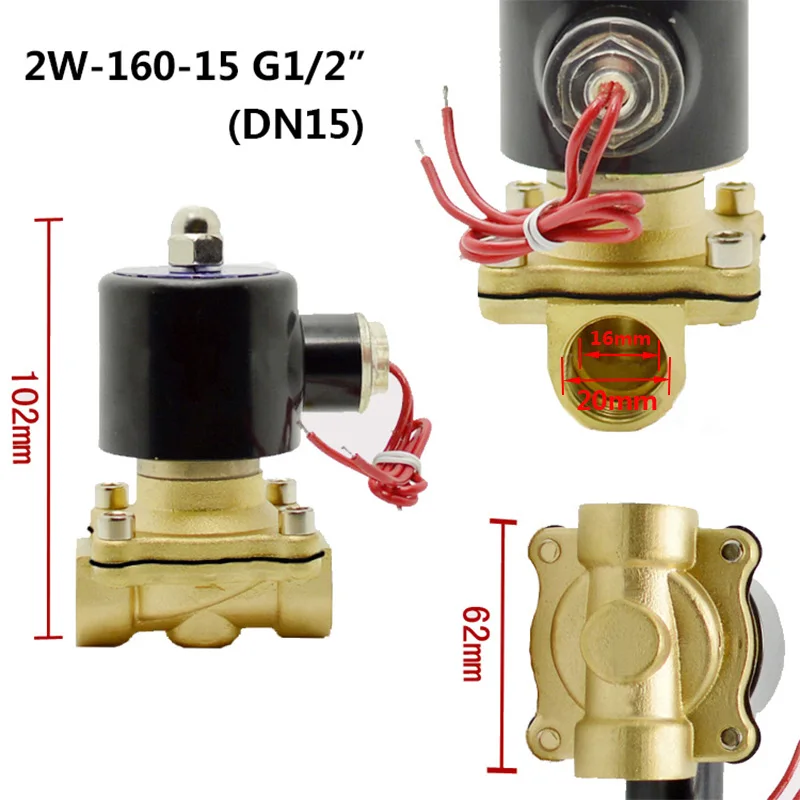 2W160-15 12V клапаны 24V Электрический соленоид 220V водяной клапан пневматический клапан для масла, воздуха, Газа