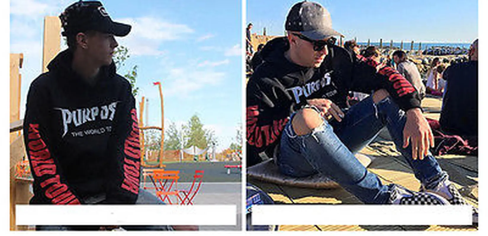 Harajuku Fashion Brand Justin Bieber Letter Purpose The World Tour Hoodies Men Hooded Sweatshirt Black Streetwear