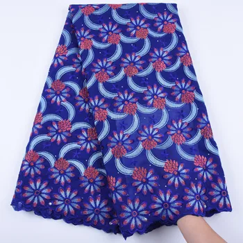 

R Blue Swiss Voile Lace In Switzerland With Stones African Swiss Cotton Lace Fabric For Dress Nigerian Cotton Lace Fabrics F1675