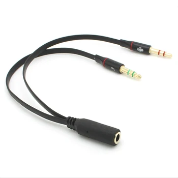 

Zihan 10pcs/lot 3.5 mm Black Headphone Earphone Audio Cable Micphone Y Splitter Adapter 1 Female to 2 male Connected Cord