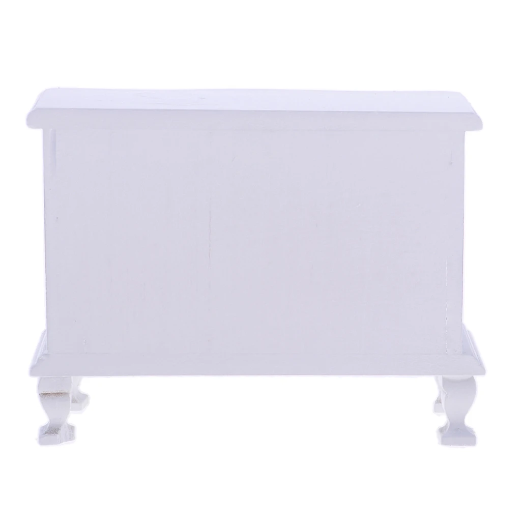 1/12 Dollhouse Miniature Furniture White Dresser 4-Drawer Cabinet Living Room Bedroom Life Scenes Decor Accessories