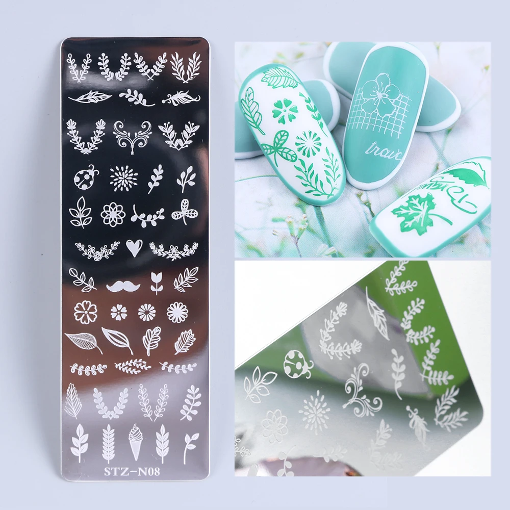 

1pc Nail Stamping Plates Lace Flower Animal Pattern Transfer Stencil Stainless Steel Nail Art Stamp Image Template SASTZN01-12