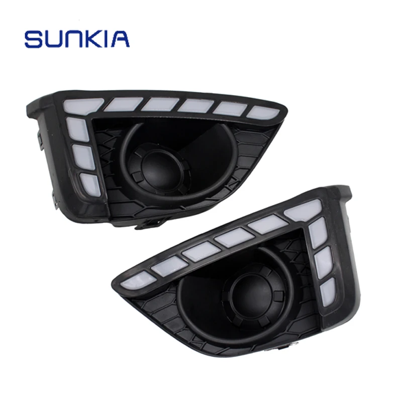 

SUNKIA Day Light LED Daytime Running Light For Honda Fit 2014 2015 2016 With Yellow Color Turning Signal Lamp 12V DRL