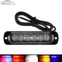 12-24V 6 LED Slim Flash Light Bar Auto Car Vehicle Light-emitting Diode Emergency Warning Strobe Lamp Truck Motorcycle Accessory