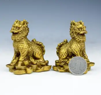 

WBY 1017--Pure brass sits kylin, fortune sends gifts, unicorn size, and so on