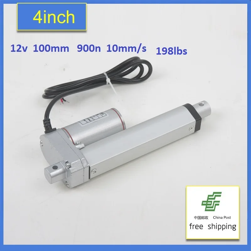 

Free Shipping 100mm/4" stroke electric linear actuator, 198LBS/90KGS/900N load DC 12V/24V small Mini Linear Tubular motor