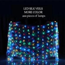Реквизит для сценического выступления, Одежда для танцев, шелк, аксессуары для танца живота, светодиодный вуаль, 200 шт. лампы(кнопка