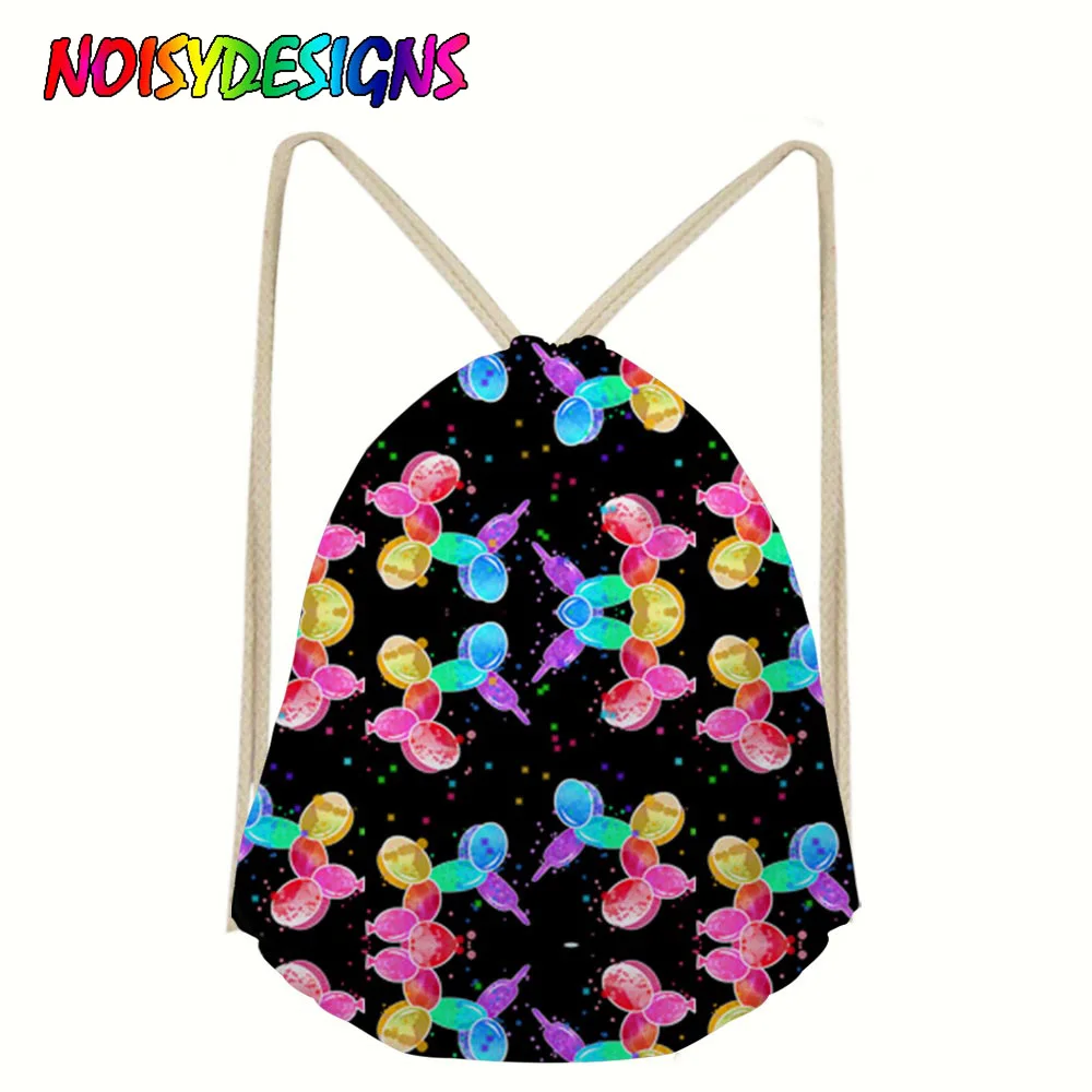 NOISYDESIGNS 3D Balloon Dog Print Drawstring Bags for Men Women Sack Bag Large String Backpack Junior