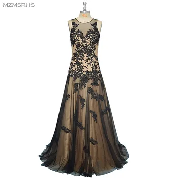 

Hot Sale New Fashion A Line Scoop Neck Applique Zuhair Murad Evening Dresses 2015 Black Lace Party Dress Formal Evening Gowns