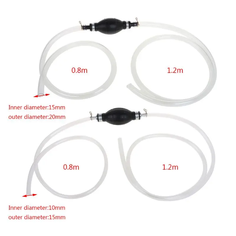 

10mm 15mm Manual Fuel Pump Rubber Aluminum Fuel Line Oil Water Liquid Transfer Tube Hand Primer Gas Petrol Pump With PVC Hose