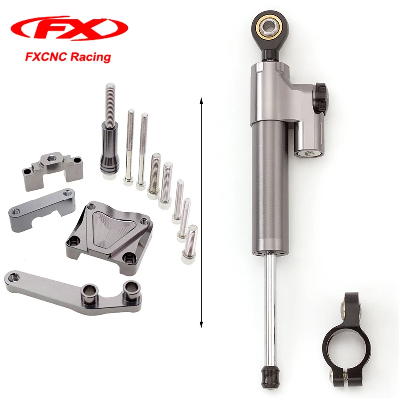 CNC Steering Damper Stabilizer And Titanium Bracket Mounting For Kawasaki Ninja 300 Ninja300 Ex300 2013 2017 2014 2015