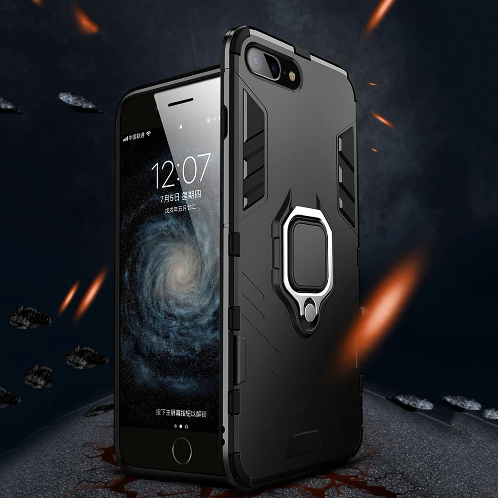 

Magnetic Adsorption Car Phone Cover Case For Apple iPhone X 8 7 6S 6 Plus 5 5S SE Case Fashion Finger Ring Stand Holder Cases