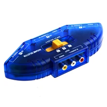 CES-Blue 3 Way Ports Audio Video AV RCA Switch Switcher Splitter Cable