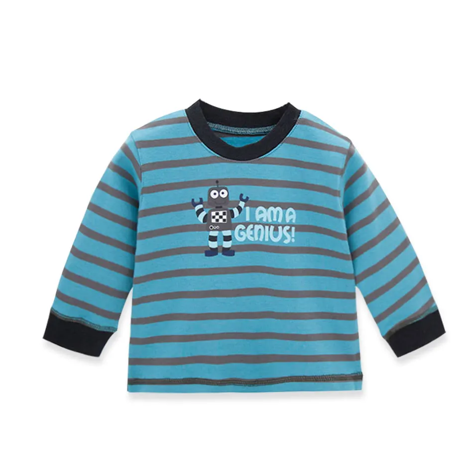 

Autumn Baby Boys T-Shirt Striped With Robot Printing Children Boy Top And Tees Toddle Boy Clothes Roupas Infantis Menino Tops