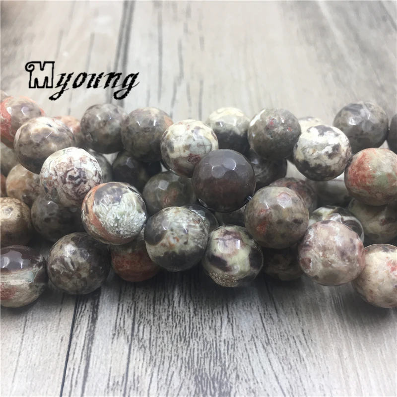 

Faceted Round Brown Ocean jaspers Beads,Sediment Jaspers Beads,Agates Beads For DIY Jewelry Making MY1823