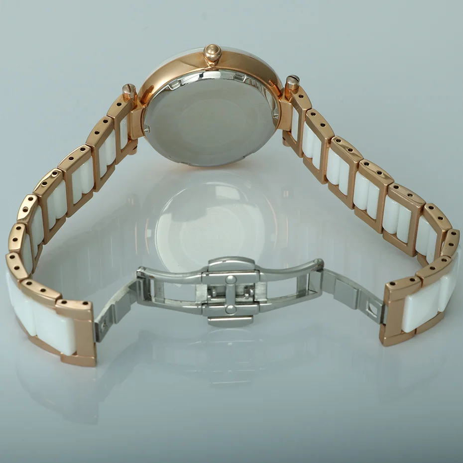 Женская мода керамические часы женские роскошные стразы кварцевые ...