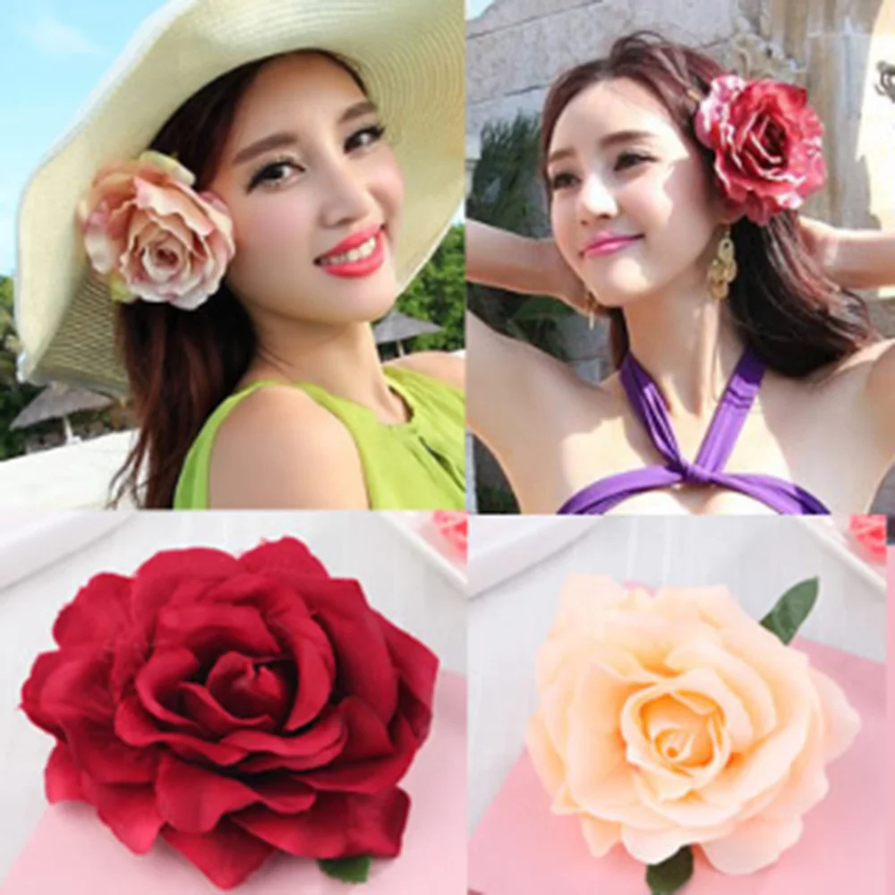 

Bridal Rose Flower Hairpin Women Hair Clips Brooch Wedding Party Headdress Headwear Photography Beach Festival Hair Accessories