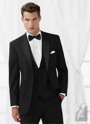 Изготовление под заказ смокинг жениха шафера черные свадебные/ужин/вечерние костюмы Best Man Жених (куртка + брюки для девочек галстук жилет)