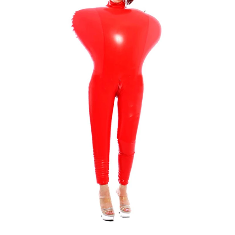 

Later 100% Rubber Double Layer Catsuit Shiny Red Unisex Quality Cosplay Uniform Sleeveless Wear Special Material Size XXS-XXL