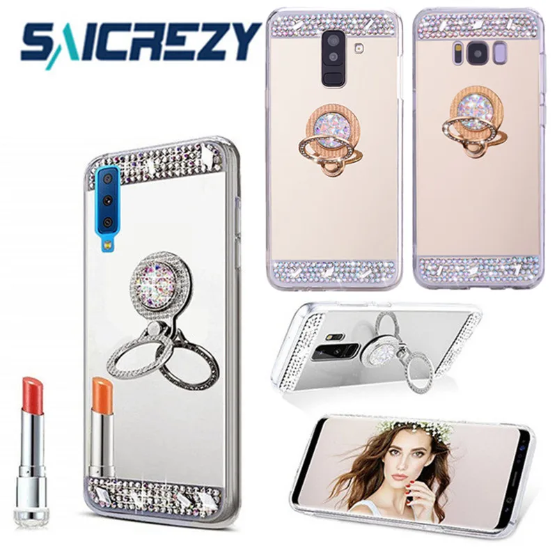 

For Samsung Galaxy a7 2018 A750F A6 A8 M10 M20 S8 S9 plus J4 J6 note 9 J5 J7 neo 2016 a3 a5 2017 Crystal Mirror Phone Case cover