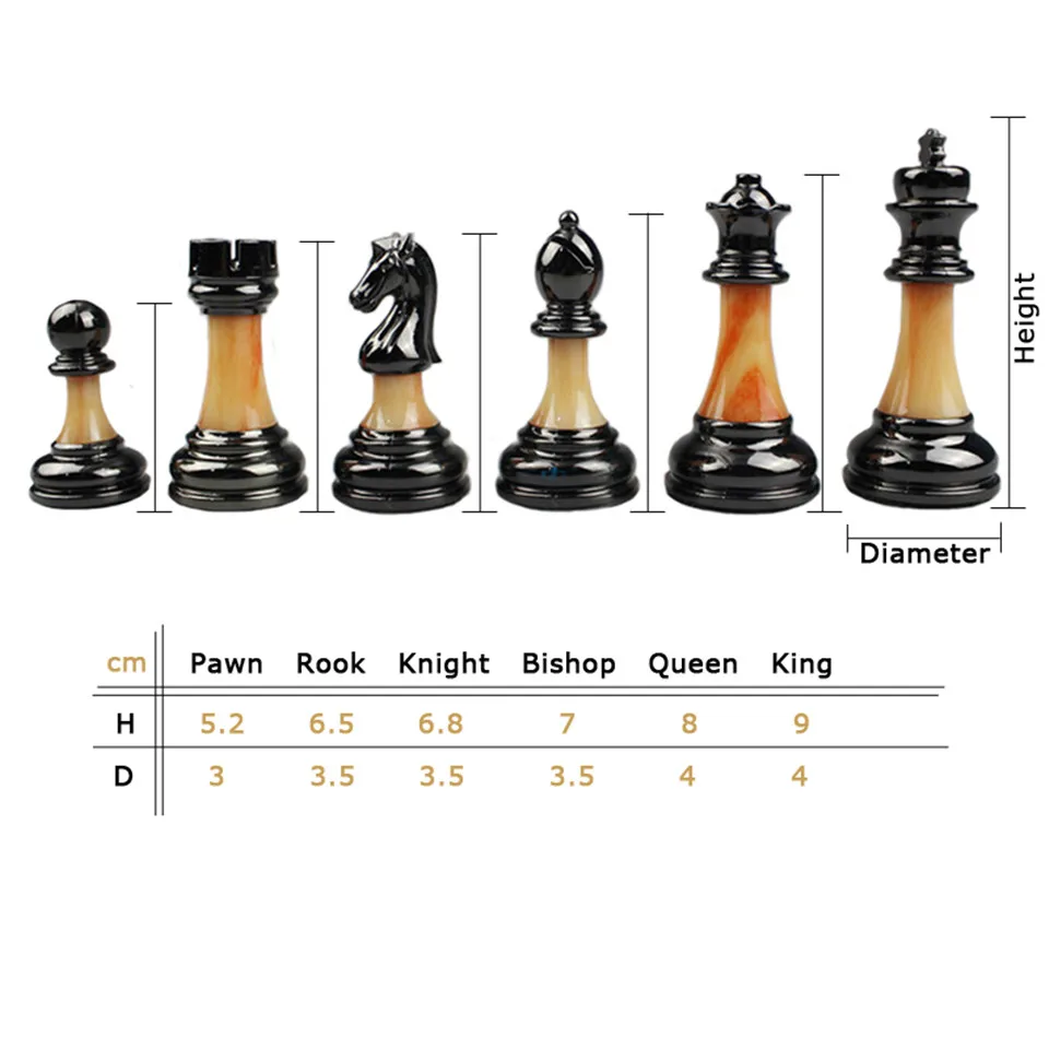 BSTFAMLY Chess Set ABS Plastic Plating Process and Metal Aggravation Chess Pieces Chessman King Height 90mm Chess Game IA2