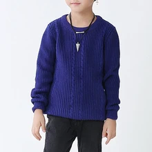 Новое поступление, зимний осенний пуловер Свитера для мальчиков однотонные вязаные свитера Детская одежда с круглым вырезом для маленьких мальчиков, От 2 до 13 лет XL229