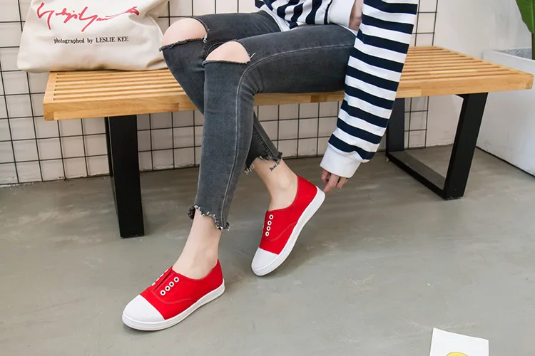 Adult canvas casual shoes woman flats solid comfortable flat with sneakers women shoes slip-on ladies shoes women sneakers